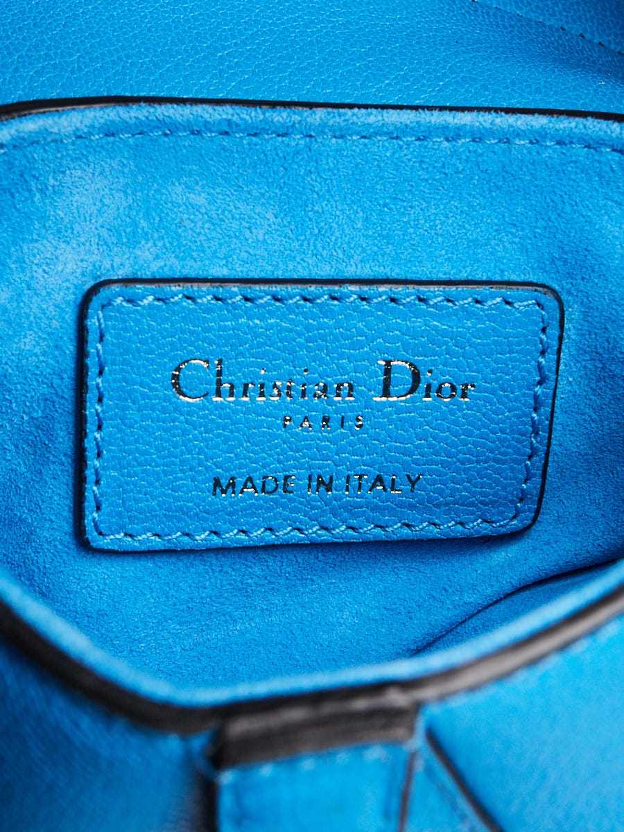 Christian Dior Blue Goatskin Leather Micro Saddle Bag w/ Strap