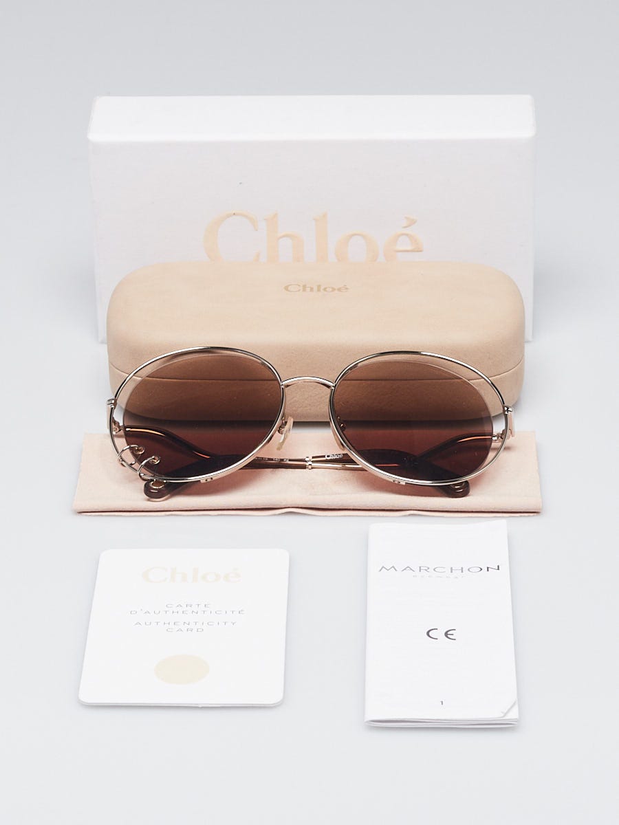 Chloe Gold Metal Oversized Round Sunglasses - CE153S