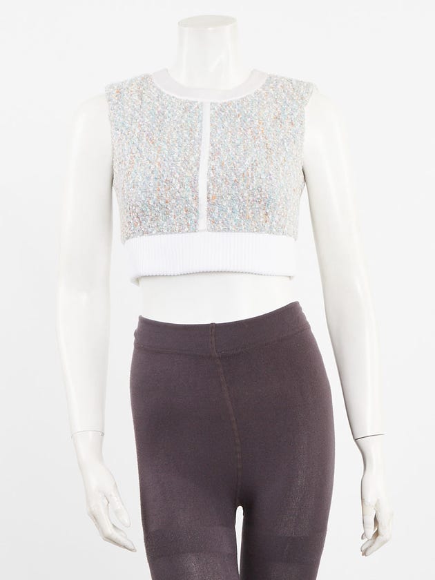 Louis Vuitton Light Blue Boucle Crop Top Size 2/34