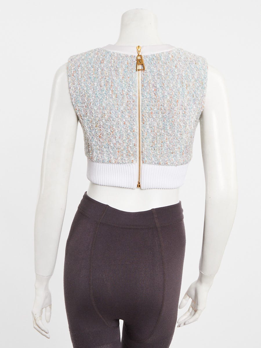 Louis Vuitton Light Blue Boucle Crop Top Size 2/34