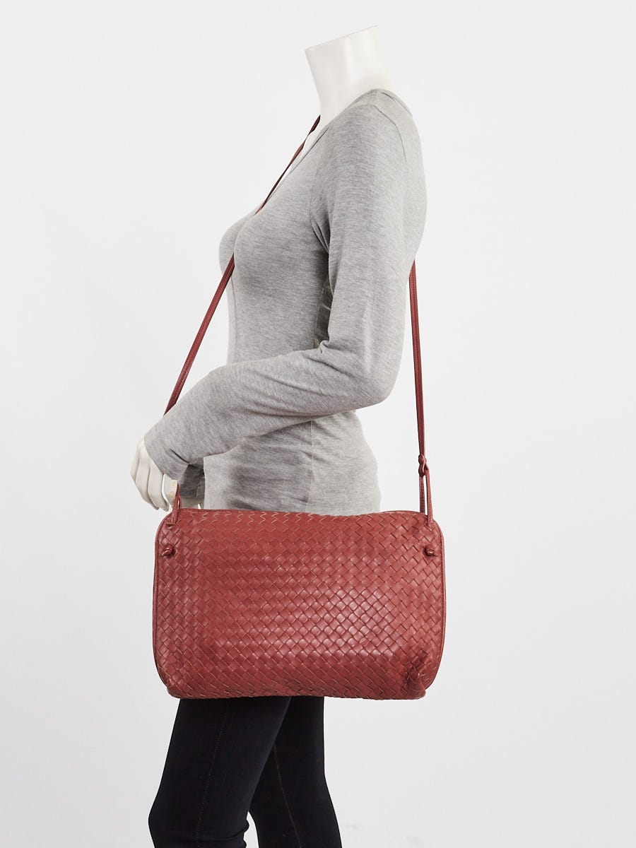 Bottega Veneta Light Red Intrecciato Woven Nappa Leather Large Nodini Crossbody Bag