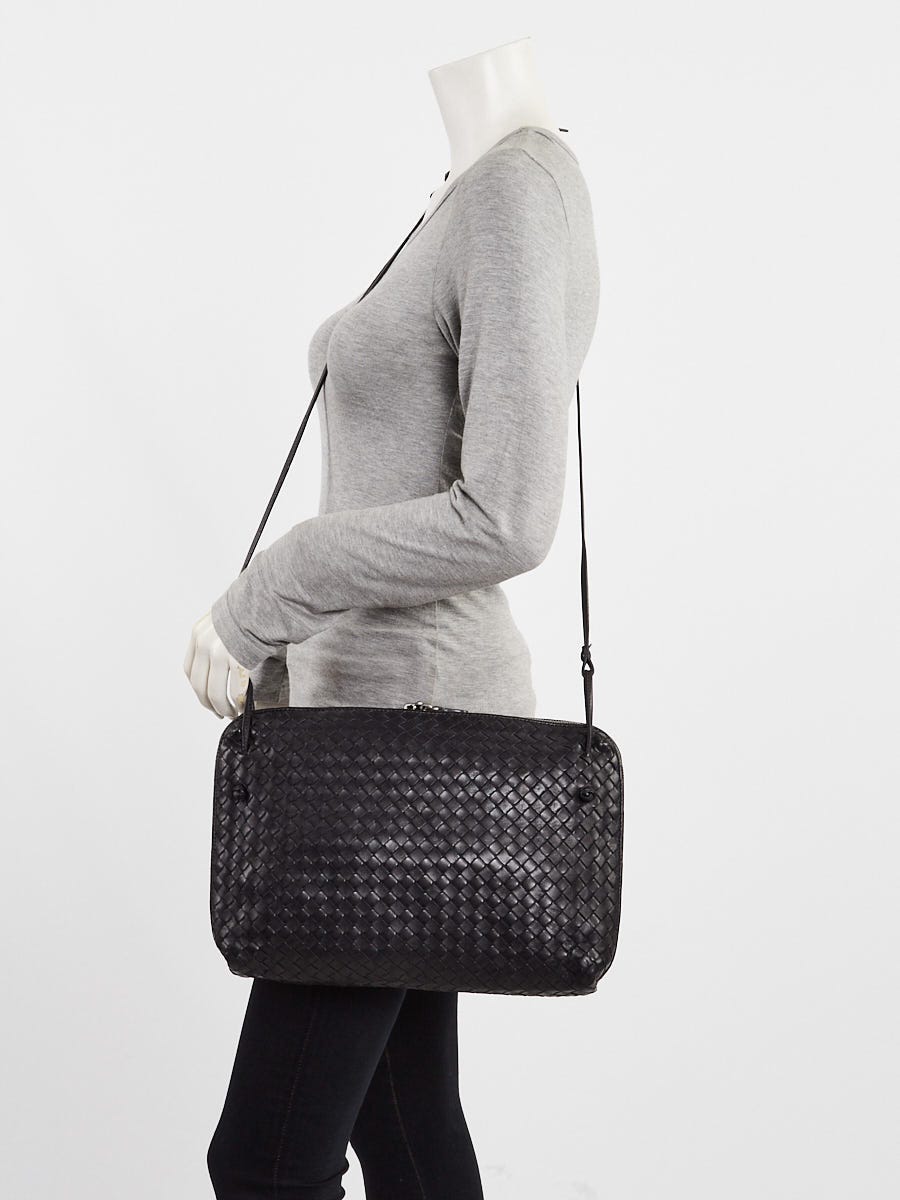 Bottega Veneta Black Intrecciato Woven Nappa Leather Nodini Crossbody Bag