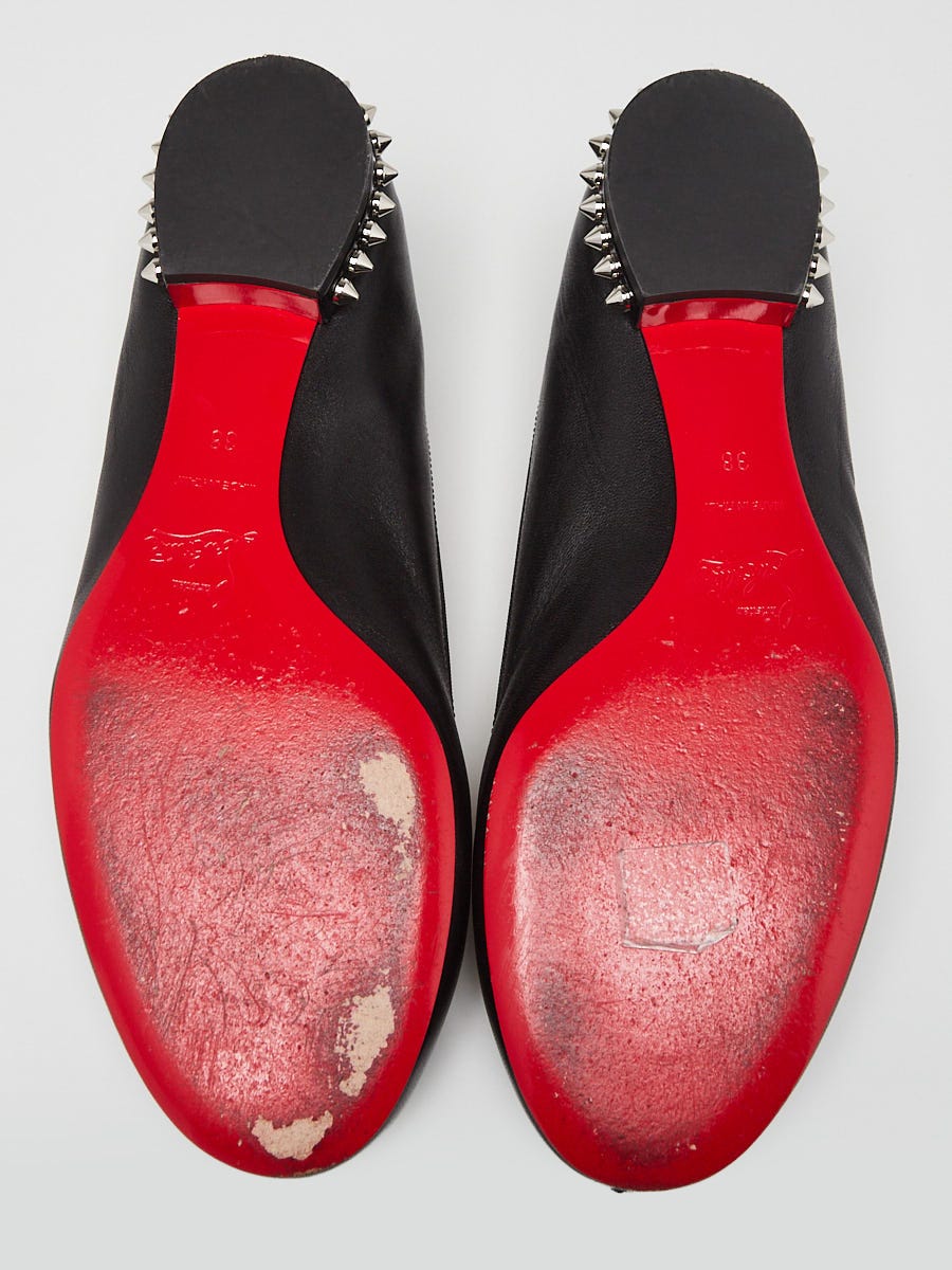 Christian Louboutin Black Nappa Leather La Massine Flats Size 7.5/38