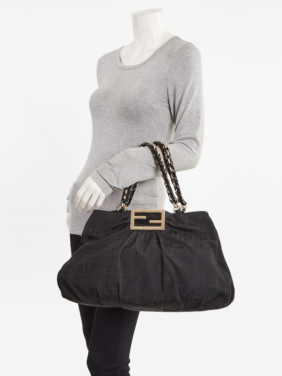 Fendi Black Zucca Print Canvas Large Mia Shoulder Bag 8BR616