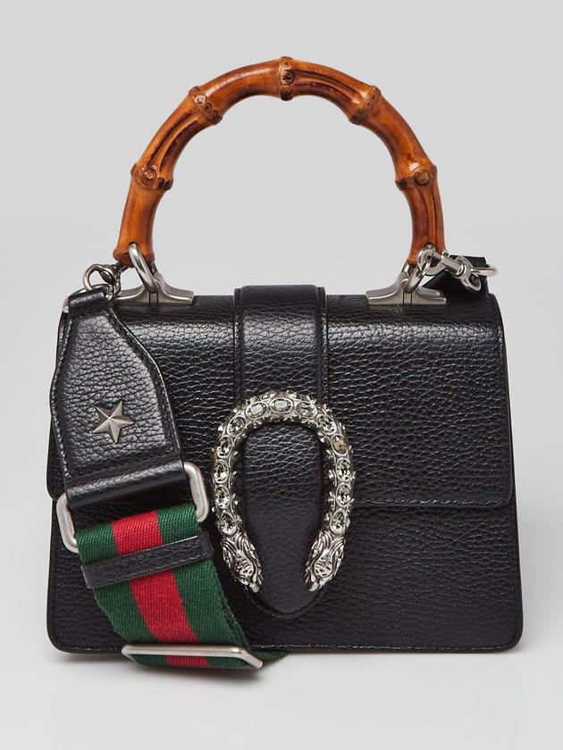 Gucci Black Pebbled Leather Dionysus XS Top Handle Bag