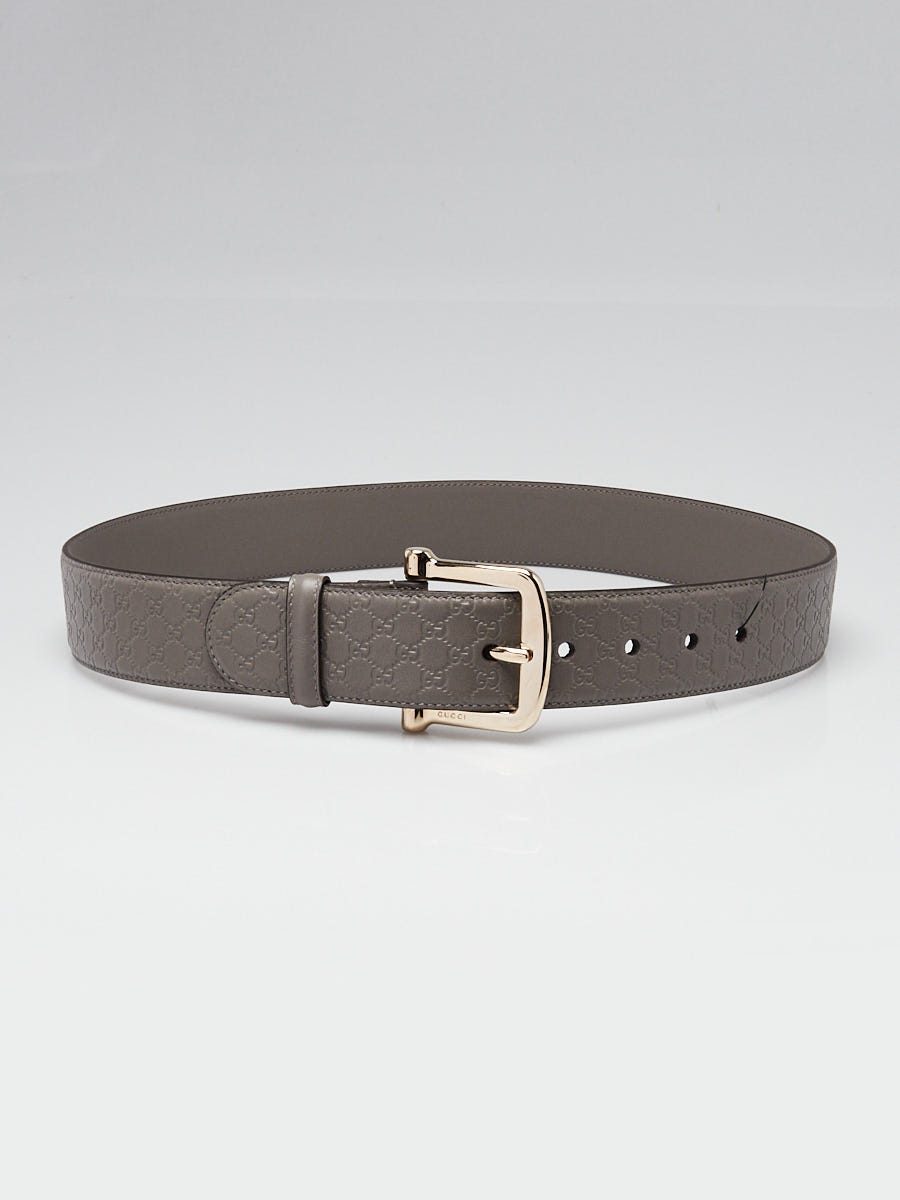 Gucci Grey Leather Micro Guccissima Embossed Belt Size 85/34