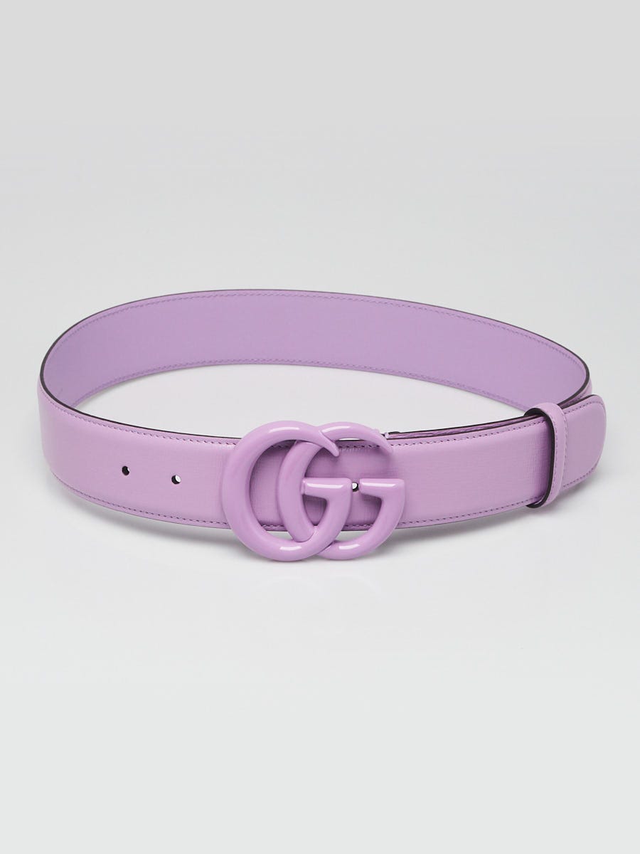 Gucci Purple Smooth Leather Double G Belt Size 75/30