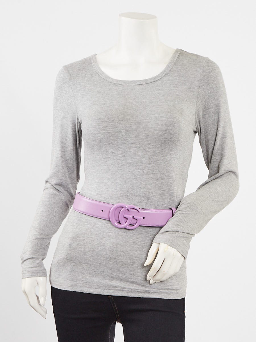 Gucci Purple Smooth Leather Double G Belt Size 75/30
