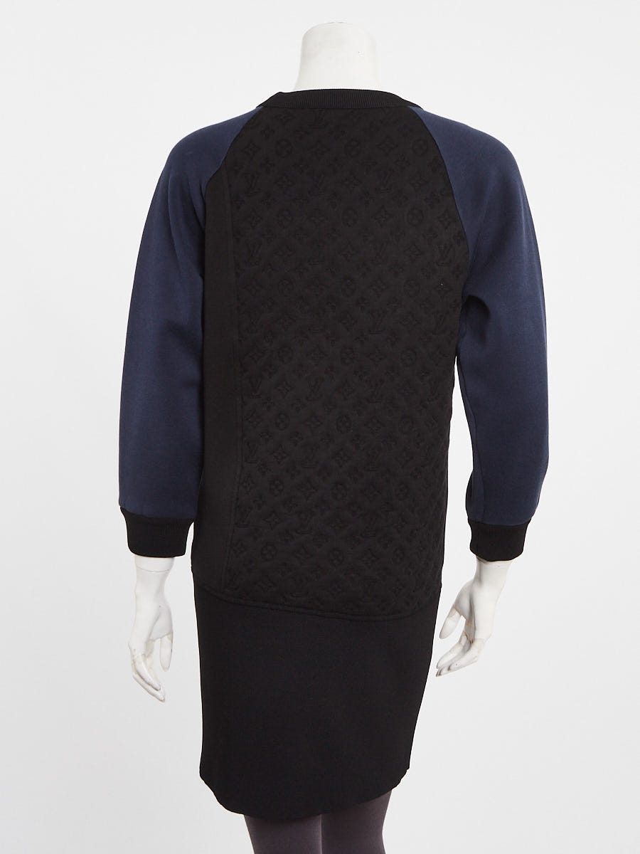 Louis Vuitton Black/Blue Cotton Monogram Dress Size XS