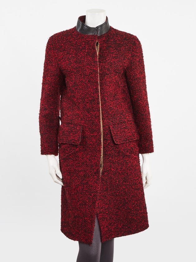 Louis Vuitton Red Wool Boucle Coat Size 0/34