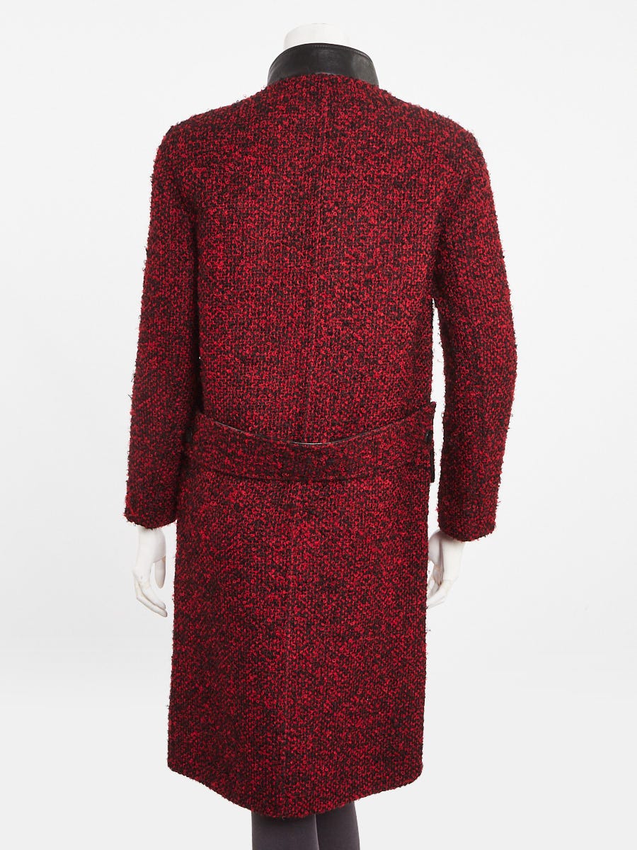 Louis Vuitton Red Wool Boucle Coat Size 0/34