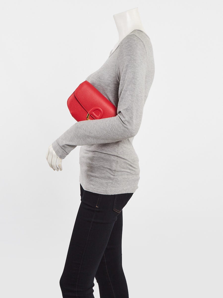 Hermes Rouge Tomate Epsom Leather Gold Plated Cherche-Midi Clutch Bag