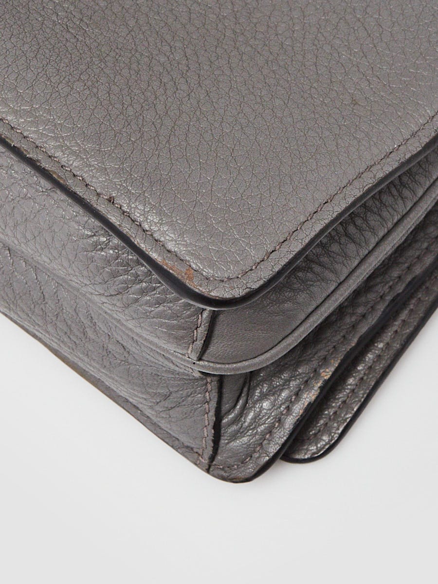 Prada Grey Vitello Daino Leather Crossbody Flap Bag | Yoogi's Closet