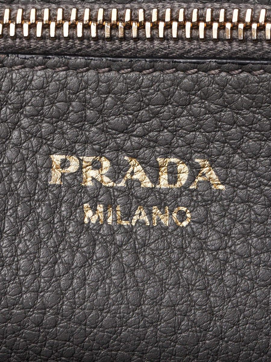 Prada Grey Vitello Daino Leather Crossbody Flap Bag | Yoogi's Closet