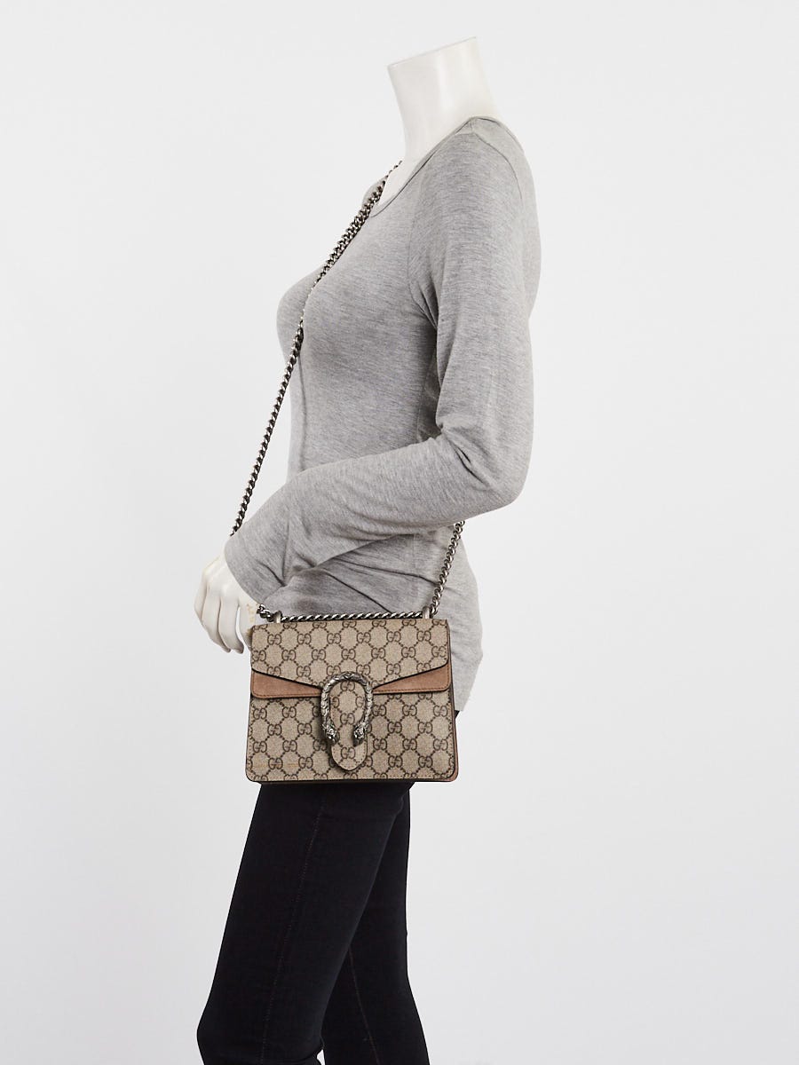 Gucci Beige GG Supreme Coated Canvas Mini Dionysus Shoulder Bag