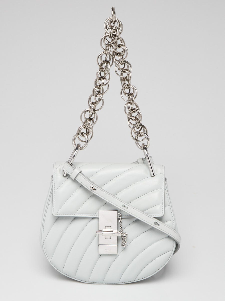 Chloe Light Blue Quilted Leather Mini Bijou Drew Bag