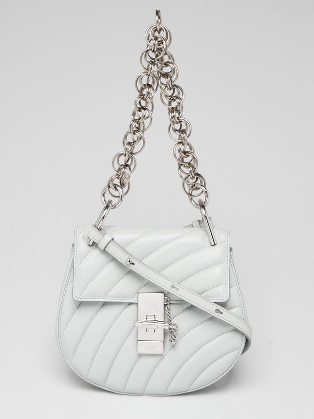 Chloe Light Blue Quilted Leather Mini Bijou Drew Bag
