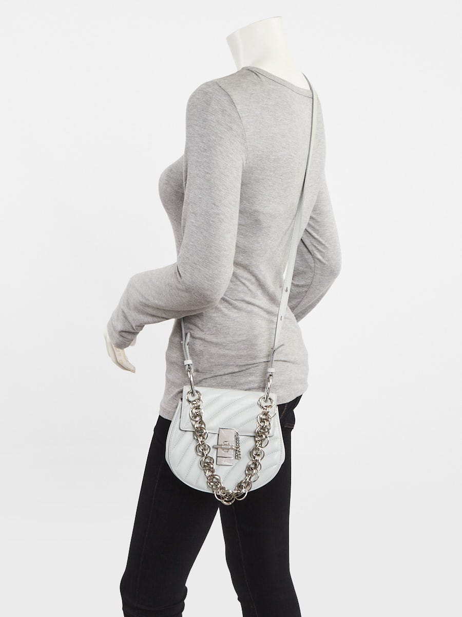 Chloe Light Blue Quilted Leather Mini Bijou Drew Bag