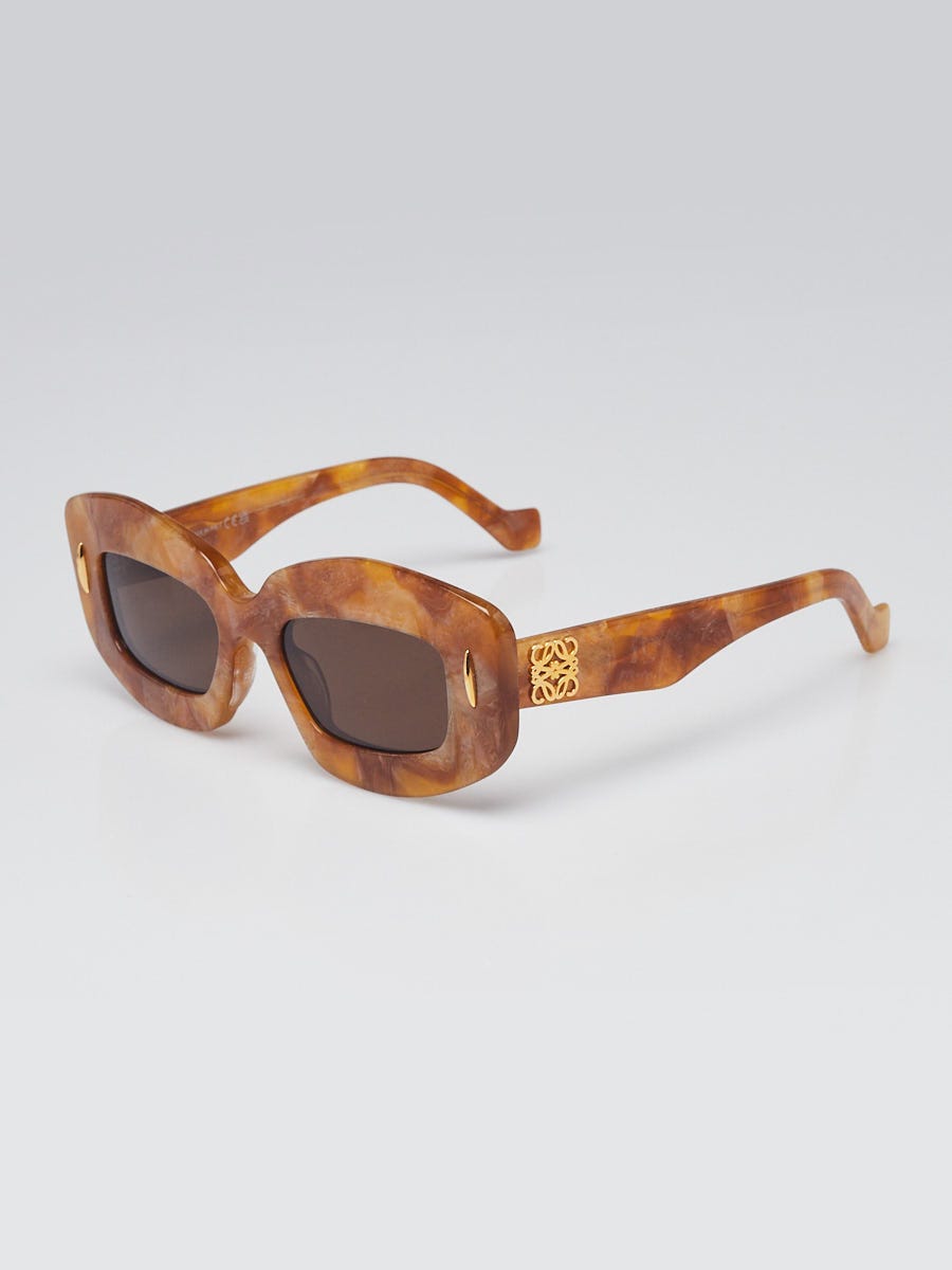 Loewe Brown Marbled Acetate Square Sunglasses | Yoogi display picture 1