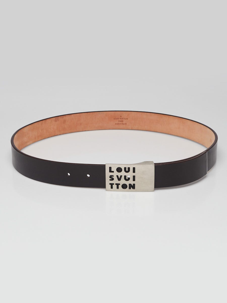 Louis Vuitton Brown Calf Leather Logo Belt Size 85/34