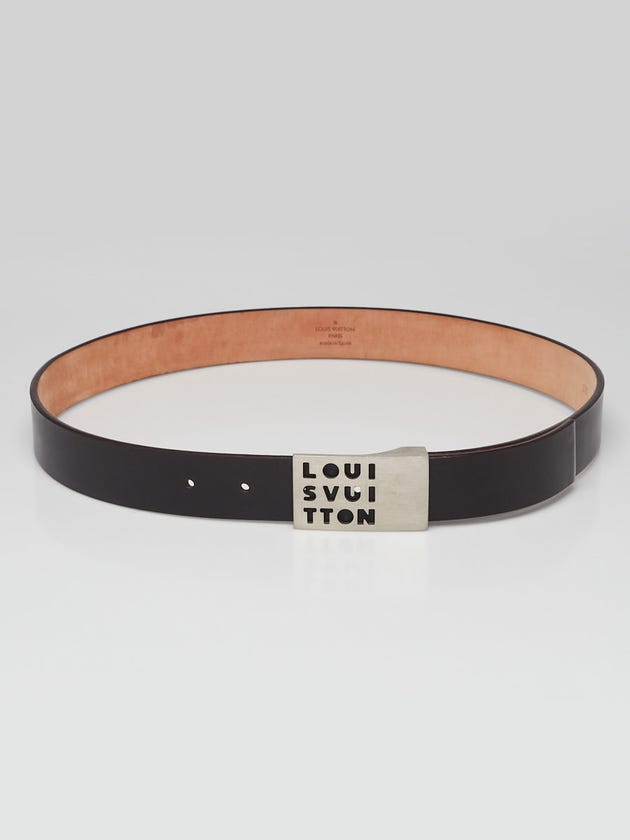 Louis Vuitton Brown Calf Leather Logo Belt Size 85/34