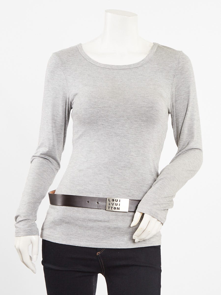 Louis Vuitton Brown Calf Leather Logo Belt Size 85/34