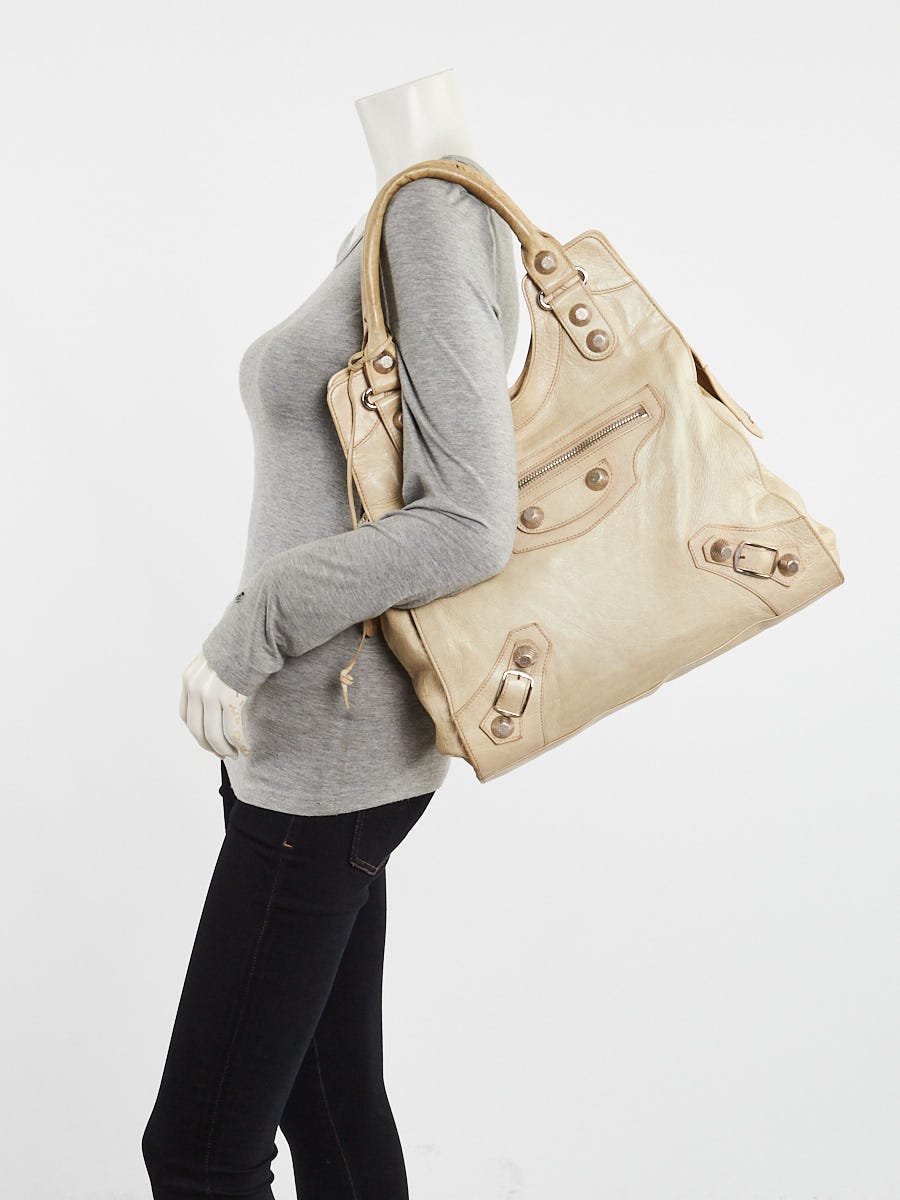 Balenciaga Sahara Lambskin Leather Giant 21 Silver Brief Bag