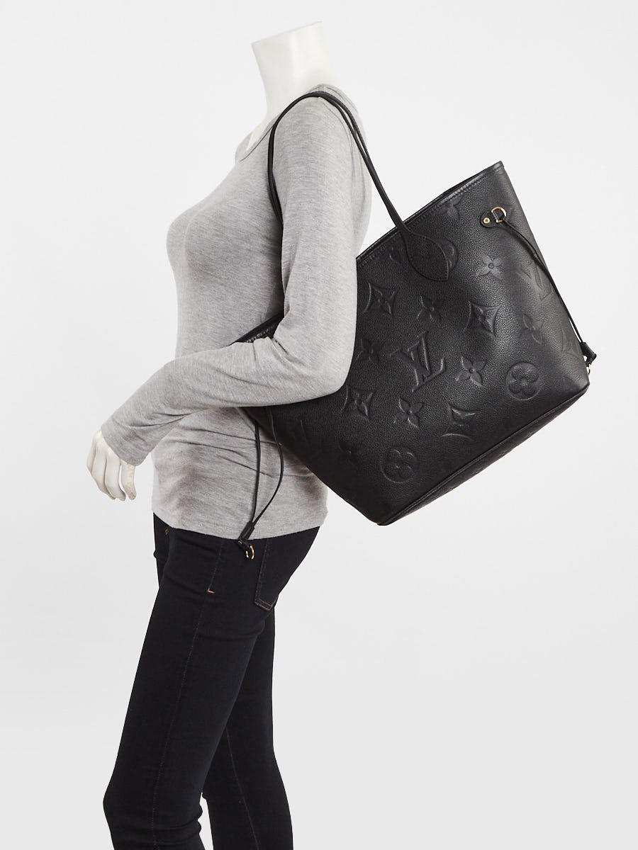 Louis Vuitton Black Monogram Empreinte Leather Neverfull MM NM Bag w/o Accessories Pochette