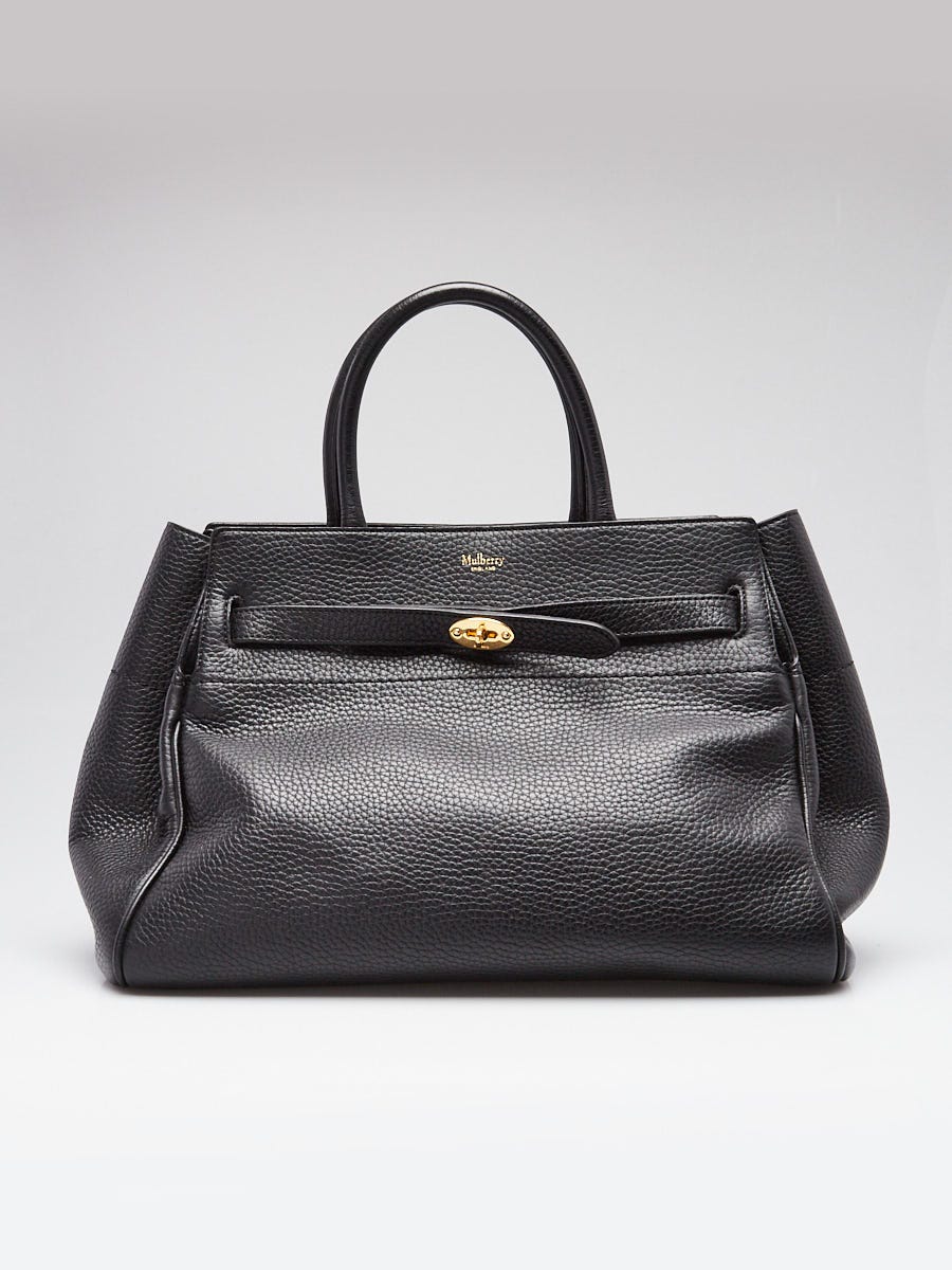 Mulberry Black Grained Leather Belted Bayswater Tote Bag | Yoogi