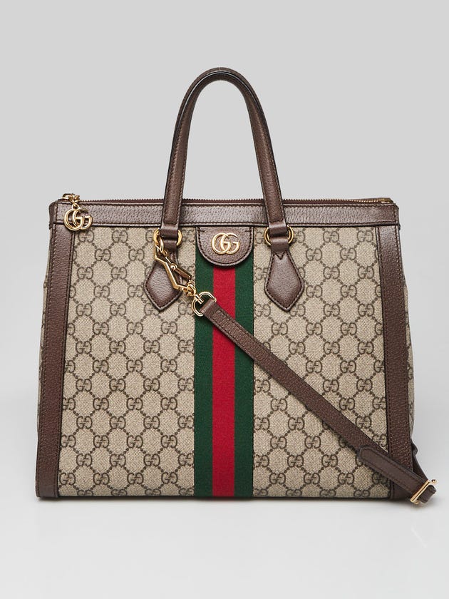 Gucci Beige GG Supreme Coated Canvas Ophidia Medium Tote Bag