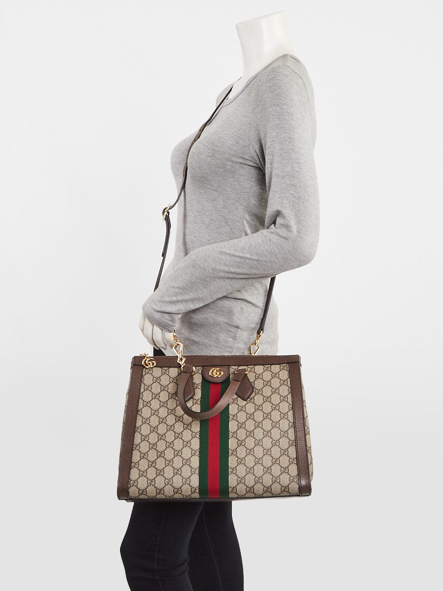 Gucci Beige GG Supreme Coated Canvas Ophidia Medium Tote Bag