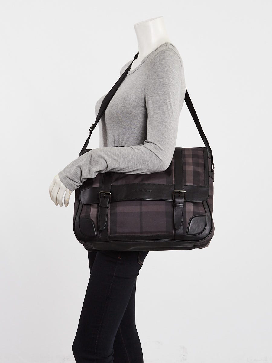 Burberry Smoked Check Nylon/Leather Messenger Bag