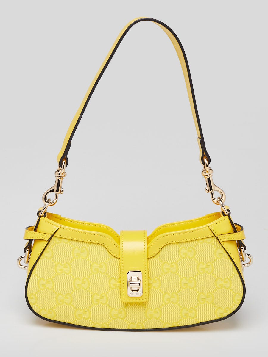 GUCCI GGキャンバス イエロー 手帳 8757 Gucci Yellow GG Canvas/Leather Mini Moon Side Shoulder Bag