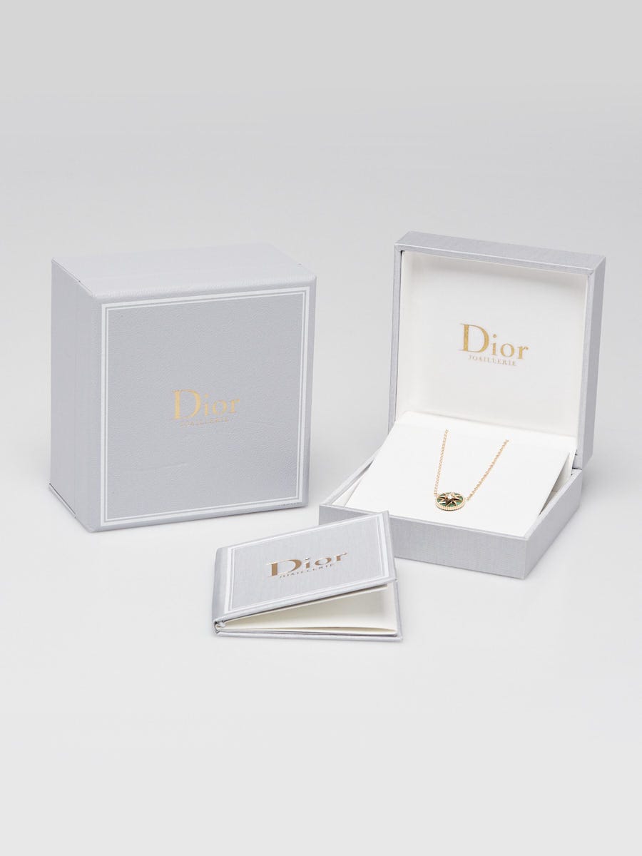 Christian Dior 18k Gold Diamond and Malachite Rose Des Vents Necklace