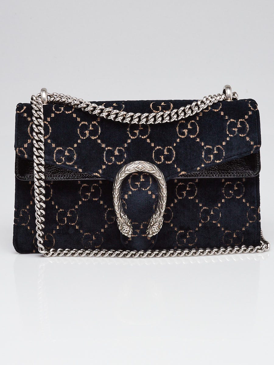 Gucci Blue GG Embossed Velvet Dionysus Small Shoulder Bag