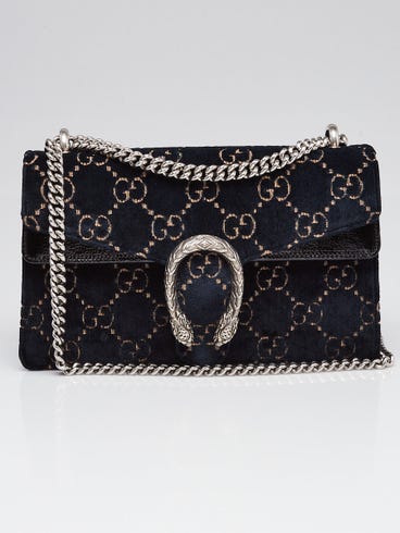Gucci Blue GG Embossed Velvet Dionysus Small Shoulder Bag