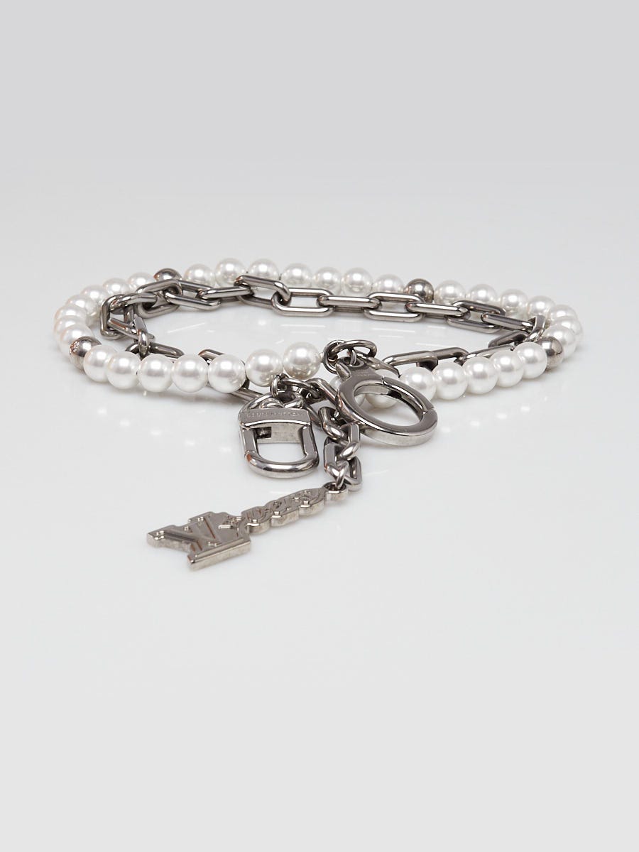 Louis Vuitton Silver Metal Pearl Chain Belt and Bag Charm 