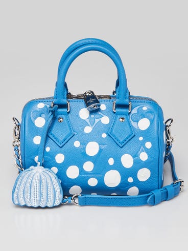 Louis Vuitton x YK Blue Monogram Empreinte Leather Speedy Bandouliere 20 Bag