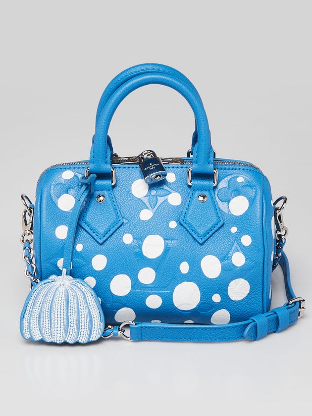 Louis Vuitton x YK Blue Monogram Empreinte Leather Speedy Bandouliere 20 Bag
