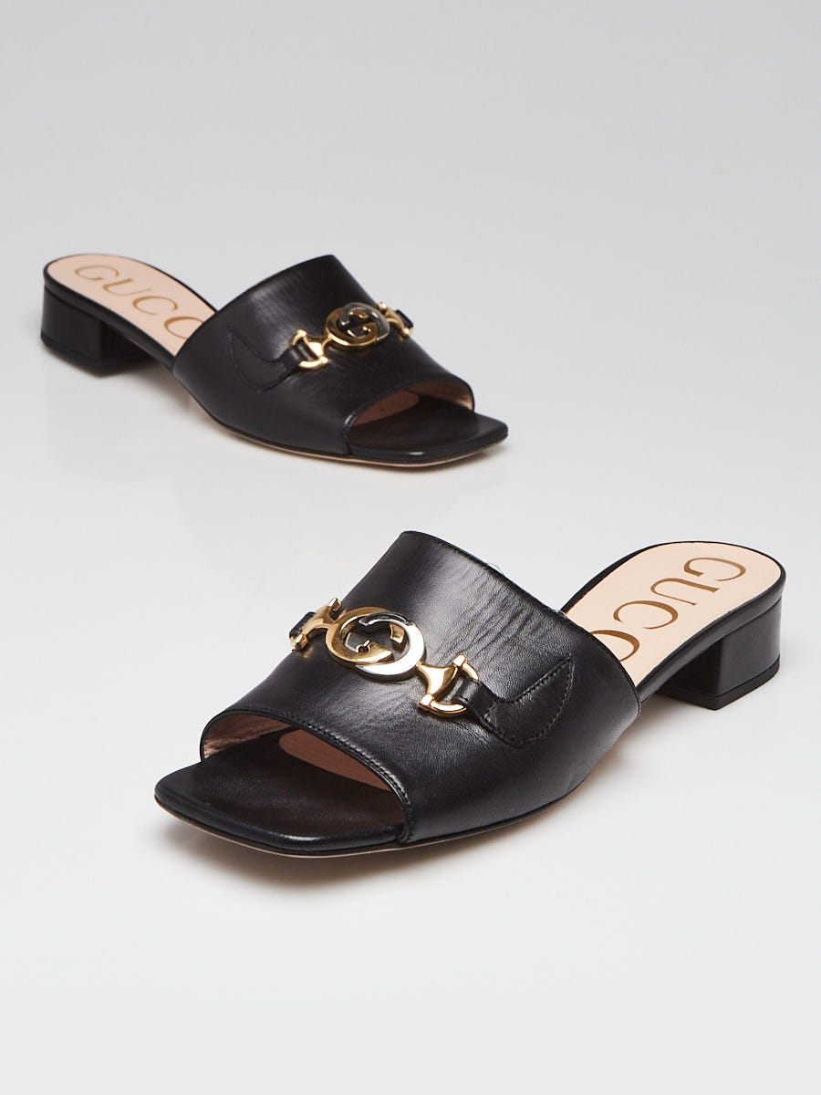 Gucci Black Leather Zumi Mules Size 8/38.5 | Yoogi's Closet