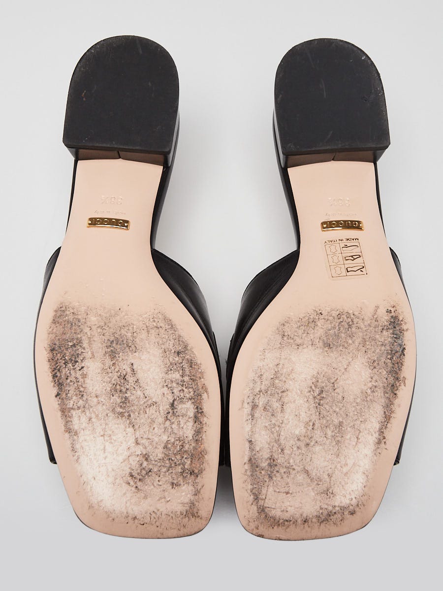 Gucci Black Leather Zumi Mules Size 8/38.5 | Yoogi's Closet