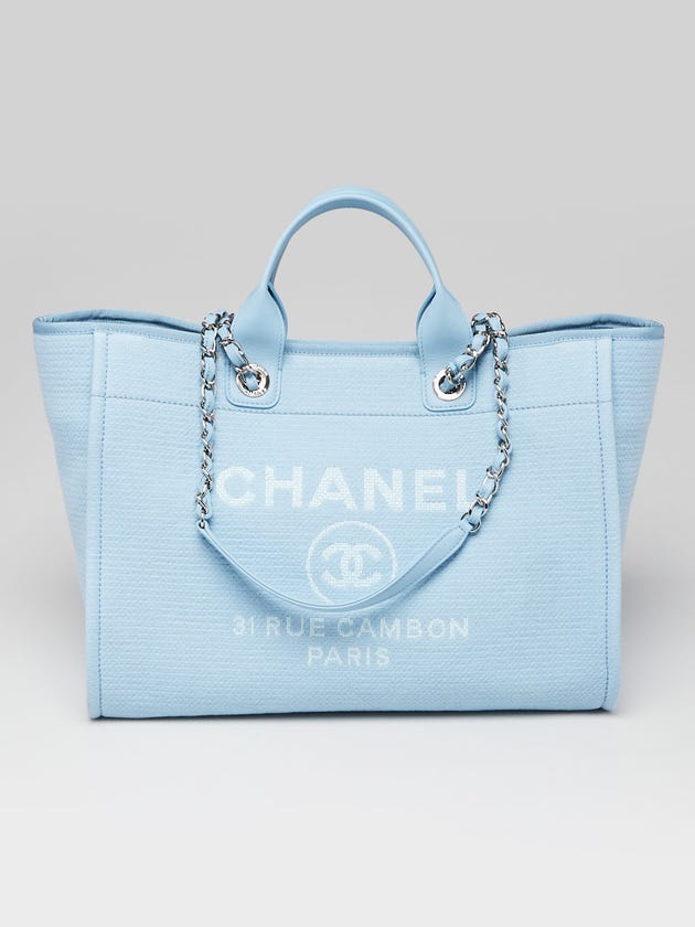 Chanel Blue Canvas Large Deauville Shopping Tote Bag