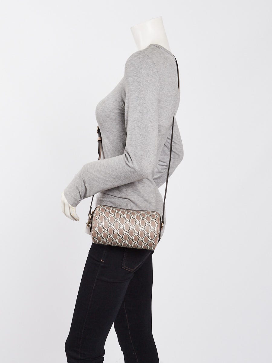 Gucci Beige/Black GG Shadow Monogram Coated Canvas/Leather Mini Barrel Crossbody Bag