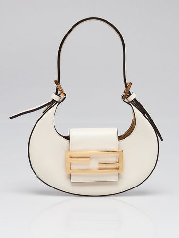 Fendi White Vitello King Leather Mini Cookie Hobo Bag - 8BS065