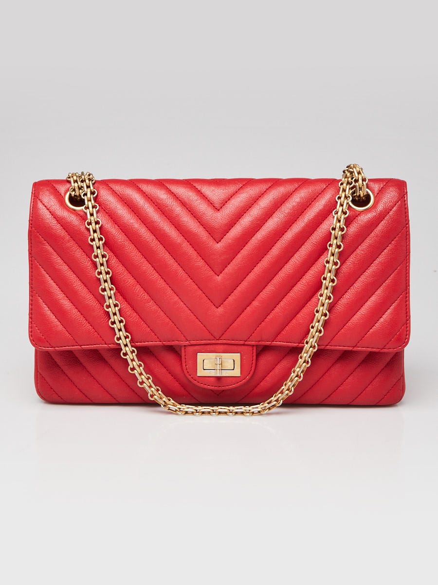 Chanel Red 2.55 Reissue Chevron Quilted Leather 226 Flap Bag