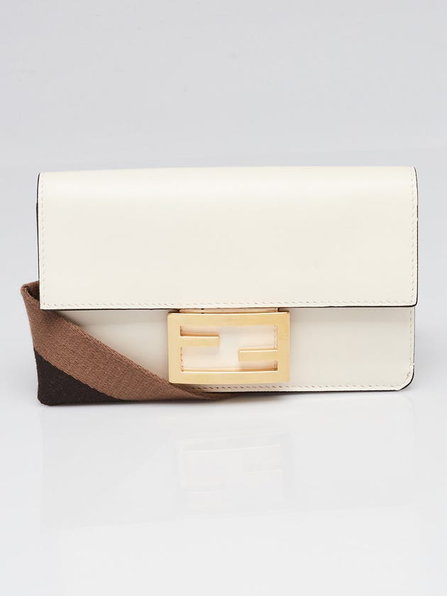 Fendi White Calfskin Leather Mini Guitar Bag - 8BS039