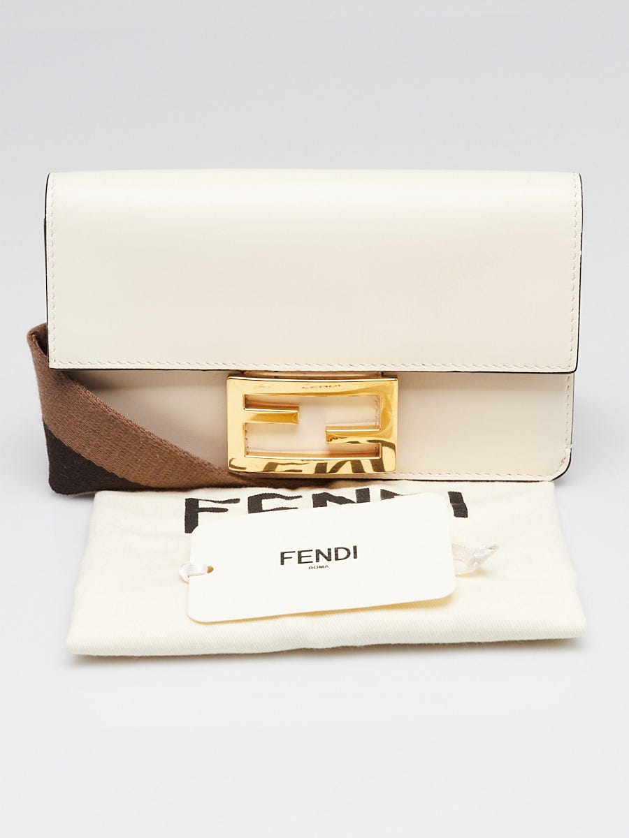 Fendi White Calfskin Leather Mini Guitar Bag - 8BS039 | Yoogi's Closet