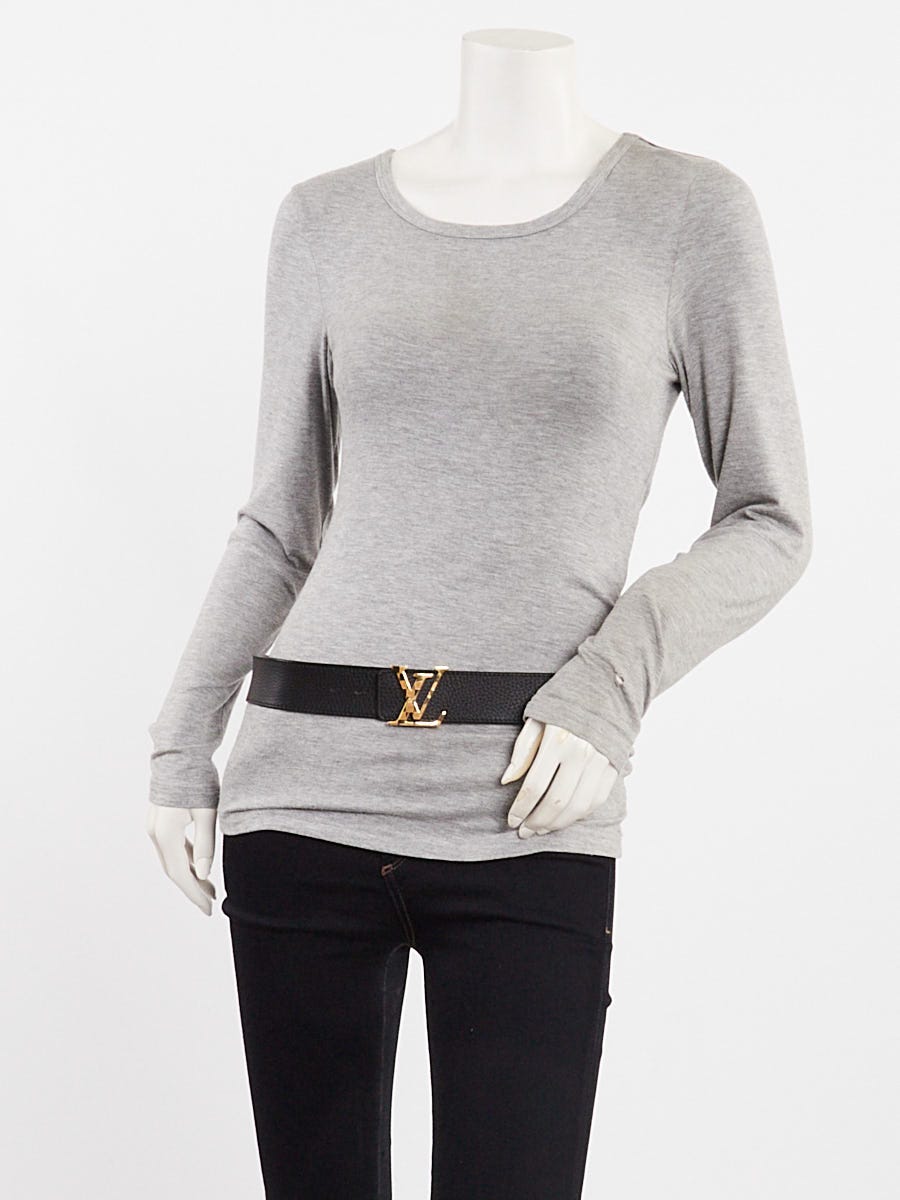 Louis Vuitton Black/Grey Leather LV Damier Initials Reversible Belt Size 100/40