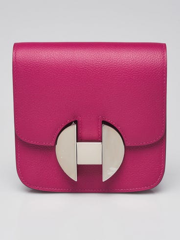 Hermes Rose Poupre Evercolor Leather Palladium Plated 2002 Wallet