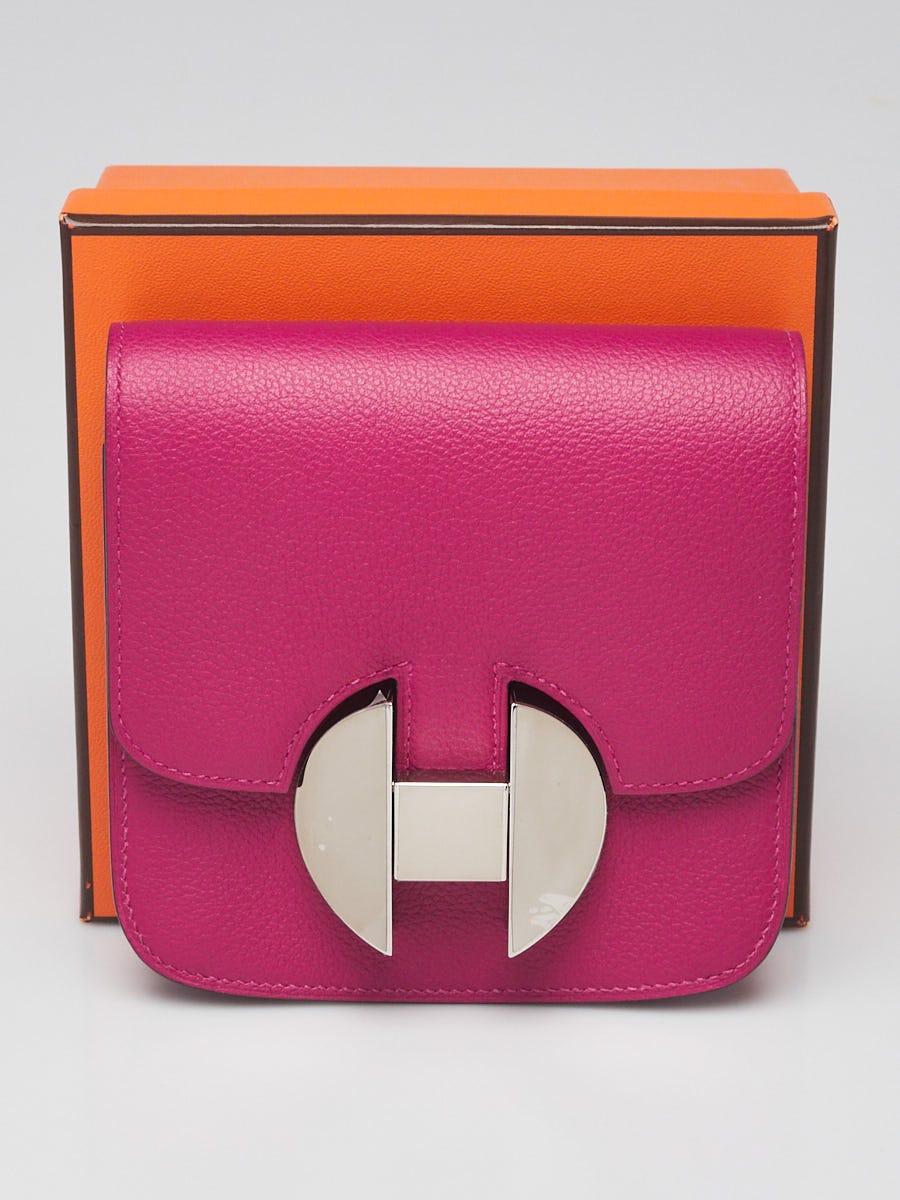 Hermes Rose Poupre Evercolor Leather Palladium Plated 2002 Wallet